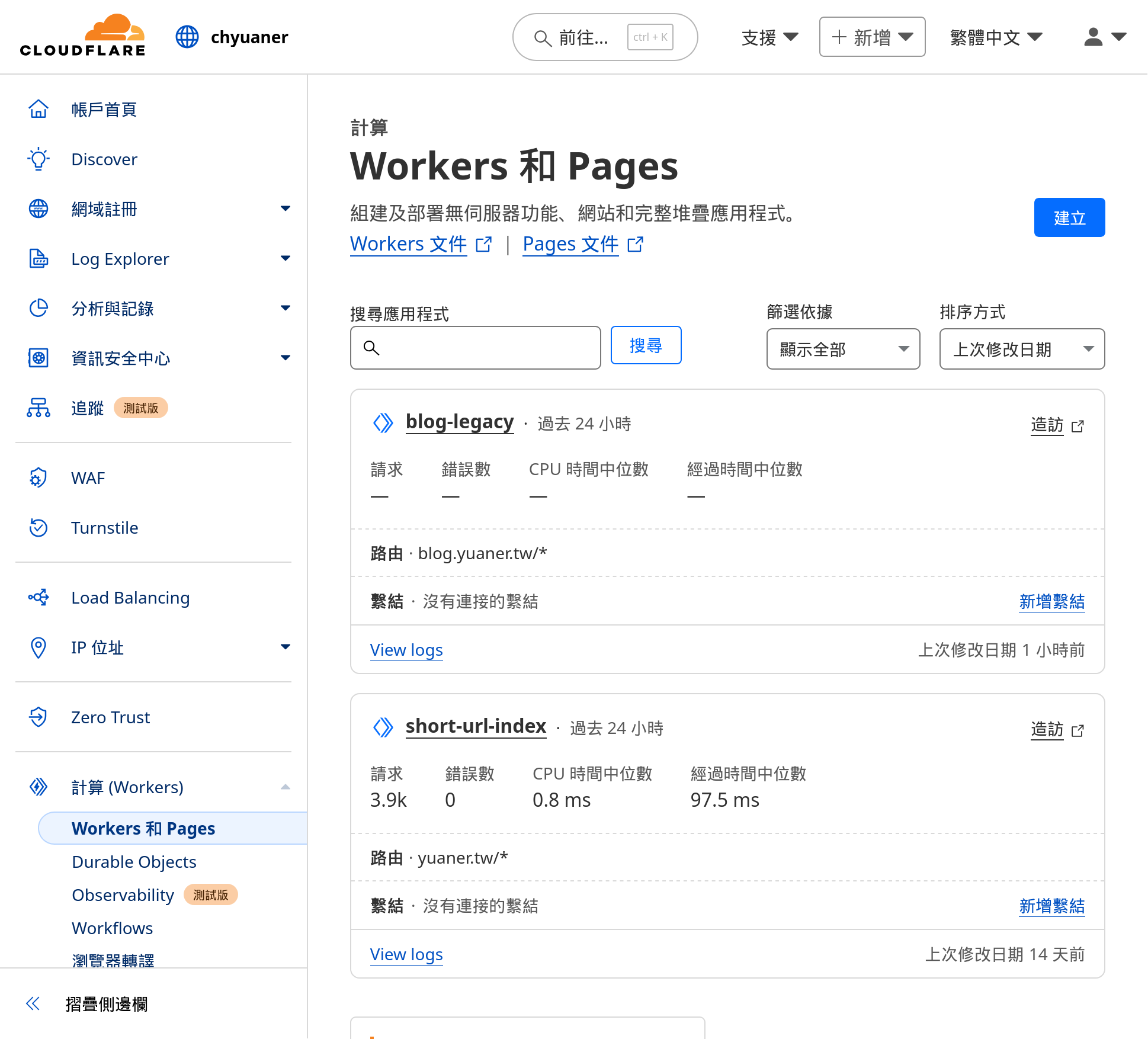 進入Cloudflare Worker頁面